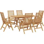 vidaXL Tuin Eettafel Set 7 st Bruin Massief Teakhout