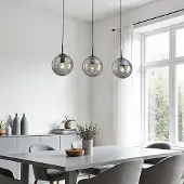LumenXL Moderne hanglamp zwart met 3D golvend smoke glas, 3-lichts - Carice