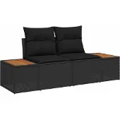 vidaXL Tuinbank Set 8 st Zwart poly rattan
