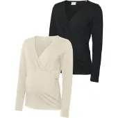 Mamalicious Shirt 'MLKERRIE' ecru / zwart