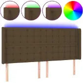 vidaXL Hoofdbord LED 183x16x118/128 cm stof donkerbruin