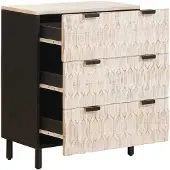 vidaXL Dressoir 60 x 33 x 75 cm Massief Mango Hout Witte Was Afwerking