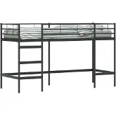 vidaXL Kids'loftbedframe Effen Zwart 100 x 190 cm Staal