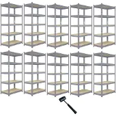Monster Racking 10x Q-Rax stellingkast grijs, 5 lagen, 200kg/plank, 120x182x50cm, boltloos