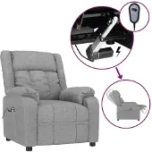 vidaXL Fauteuil elektrisch verstelbaar stof lichtgrijs