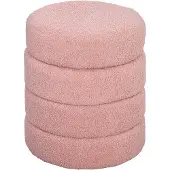 HOMCOM Voetenbankje Polyester, Schuim Ø40 x 45H cm Roze
