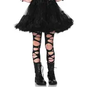 Leg avenue Ondoorzichtige zwarte punk legging met gaten voor kinderen