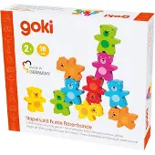 Goki Stapelspel - Kleurrijke Beren - Hout - Creatief Spelen - 2 Jaar