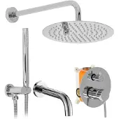 REA Inbouw Regendoucheset Lungo Chrom Met Uitloop + Box