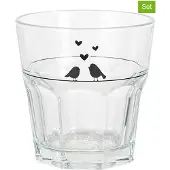 Clayre & Eef Waterglas 200 ml Transparant Glas Vogels