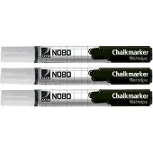 Nobo - Marqueur craie, nettoyage humidifié, blanc pour inscription sur film craie 1902436 contenu: 3 pièces -34438398