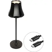 QAZQA Retro tafellamp zwart oplaadbaar IP44 - Granny