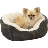 Rosewood Jumbo Cord Plush – Ovaal Hondenmand- Medium 62x60 cm – Zacht & Warm – Wasbaar – Antislip Onderkant – Grijs/Crème