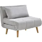 Vente-unique 90 cm slaapfauteuil in lichtgrijze stof CHILA