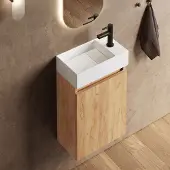 Fontana Itsie toiletmeubel warm eiken 40cm met fontein in glans wit