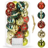 Springos Kerstballen | 30 Stuks | 6 cm | Groen/Rood/Goud