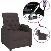 vidaXL Fauteuil verstelbaar elektrisch stof donkerbruin