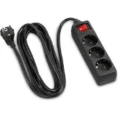 Hama ama 108835, stekkerdoos met 3 stopcontacten en schakelaar, 5,0 meter, zwart