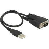 DeLOCK USB-A (m) naar 9-pins SUB-D met schroeven/moeren (m) seriële RS232 adapter / FTDI chip / ESD protectie - 0,45 meter