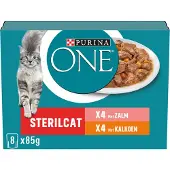 Purina One Kattenvoer Sterilcat Adult Pouch Kalkoen & Zalm & Rund & Kip 40x85 gr