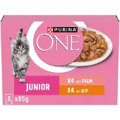 Purina One Kattenvoer Nat Junior Kip & Zalm 8 x 85 gr