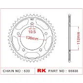 Rk 6835 530 Achtertandwiel