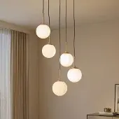 Opviq Glazen hanglamp, dimbaar, wit / opaal, Woon-/ Eetkamer, Glas, hanglamp