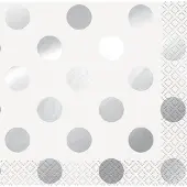 Unique Servetten Zilver Dots 16 stuks