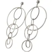 Behave - Dames oorbellen - Zilverkleur retro hanger voor avondlook 8 cm