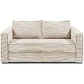 Vente-unique Driezits express slaapbank van ribfluweel - Beige - LORETO