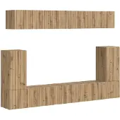 vidaXL TV-kastset, wandmontage, 5 stuks, artisan eikenhout, houtvezel