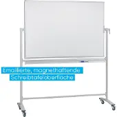 Franken Verrijdbaar en draaibaar whiteboard - geëmailleerd - B 1000 x H 1500 mm - met opbergbak