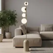 Emibig Vloerlamp Etno LP4, crème / amber, Woon-/ Eetkamer, Glas, Modern, vloerlamp