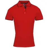 Premier Dames/Dames Coolchecker Contrast Piqué Poloshirt (Rood/zwart)