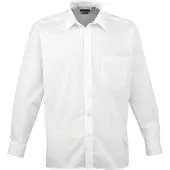Premier Heren Poplin Formeel Overhemd Met Lange Mouwen (Wit)