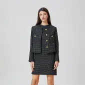 S&J Weekends Mouwloze tweed korte trapezejurk