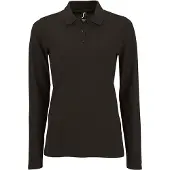 Sols Dames/dames Perfecte Lange Mouw Pique Polo Shirt (Zwart)