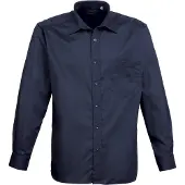 Premier Heren Poplin Formeel Overhemd Met Lange Mouwen (Marine)
