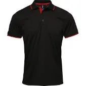 Premier Heren Coolchecker Contrast Pique Poloshirt (Zwart/Rood)