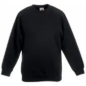 Fruit Of The Loom Kinderen Unisex Raglan mouwen Sweatshirt (Zwart)