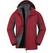 Mountain Warehouse Heren Thunderstorm 3 in 1 Waterdichte Jas (Rood)
