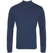 Premier Heren Lange Mouw Coolchecker Pique Polo Shirt (Marine)