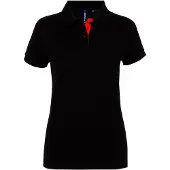Asquith & Fox Dames/Dames Korte Mouwen Contrast Poloshirt (Zwart / Rood)