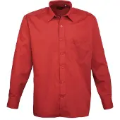 Premier Heren Poplin Formeel Overhemd Met Lange Mouwen (Rood)