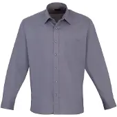 Premier Heren Poplin Formeel Overhemd Met Lange Mouwen (Staal)