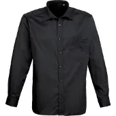 Premier Heren Poplin Formeel Overhemd Met Lange Mouwen (Zwart)