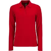 Sols Dames/dames Perfecte Lange Mouw Pique Polo Shirt (Rood)