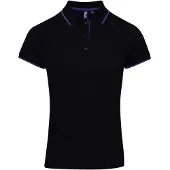 Premier Dames/dames Contrast Coolchecker Poloshirt (Zwart/Paars)