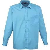 Premier Heren Poplin Formeel Overhemd Met Lange Mouwen (Turquoise)