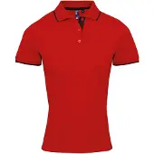 Premier Dames/dames Contrast Coolchecker Poloshirt (Rood/zwart)